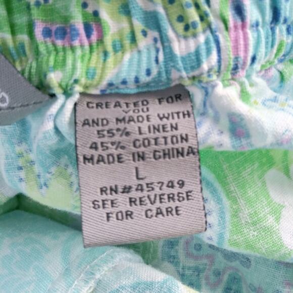 Oleg Cassini Weekend Blue Green Paisley Print Cropped Pants L - Picture 6 of 6